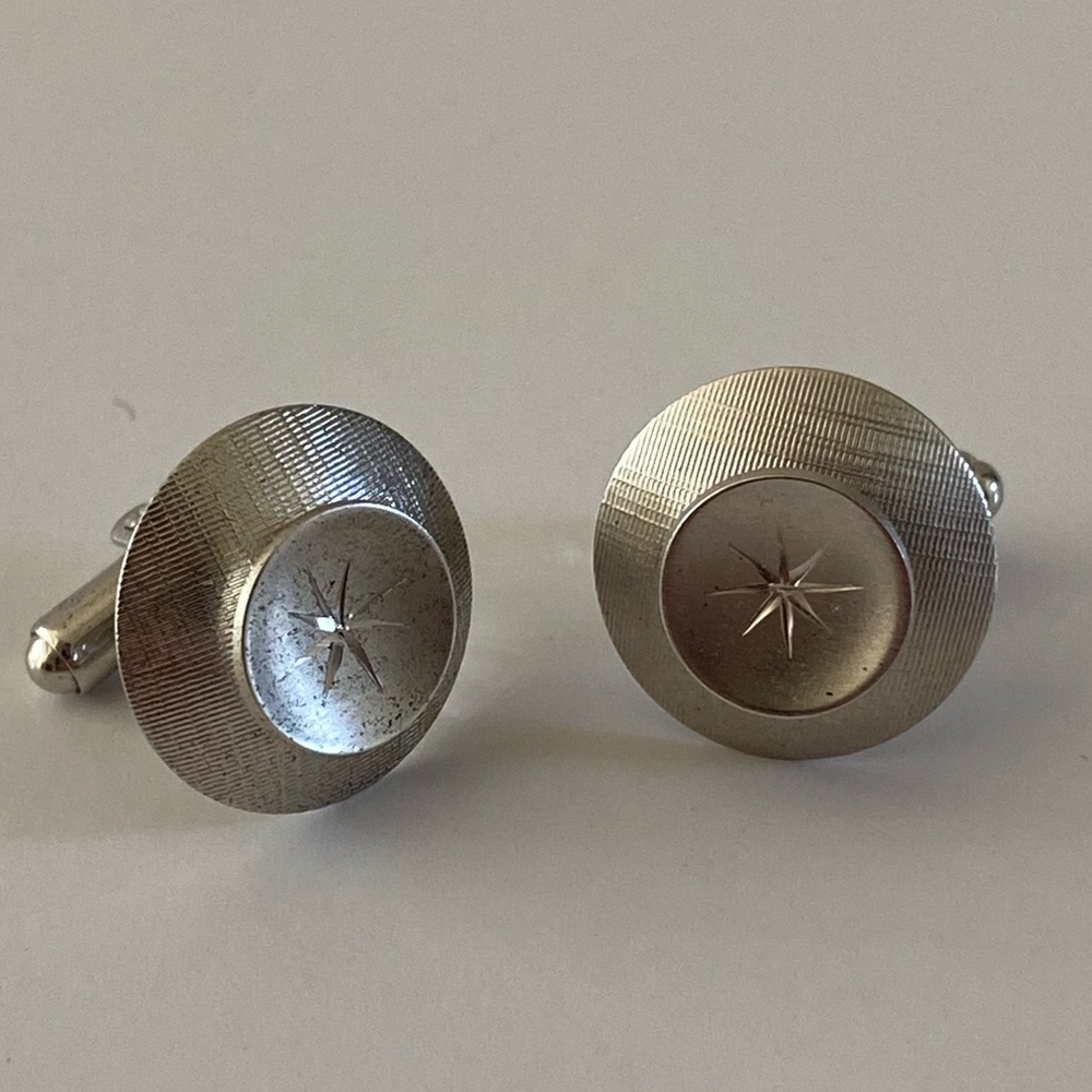 Hickok Mid-Century Starburst Sterling Silver Cuff‎ Links
